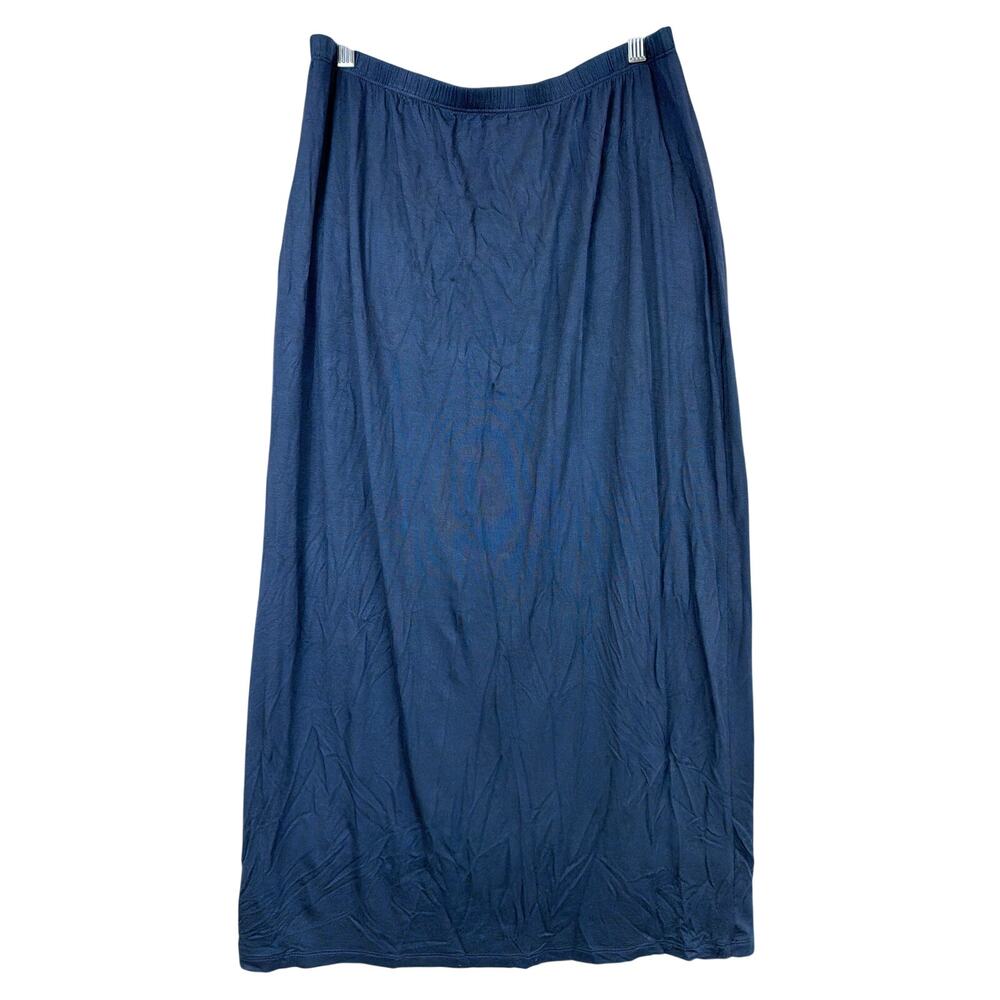 Comfy USA Blue Crinkle Fabric Stretch Waistband Maxi Skirt XL
